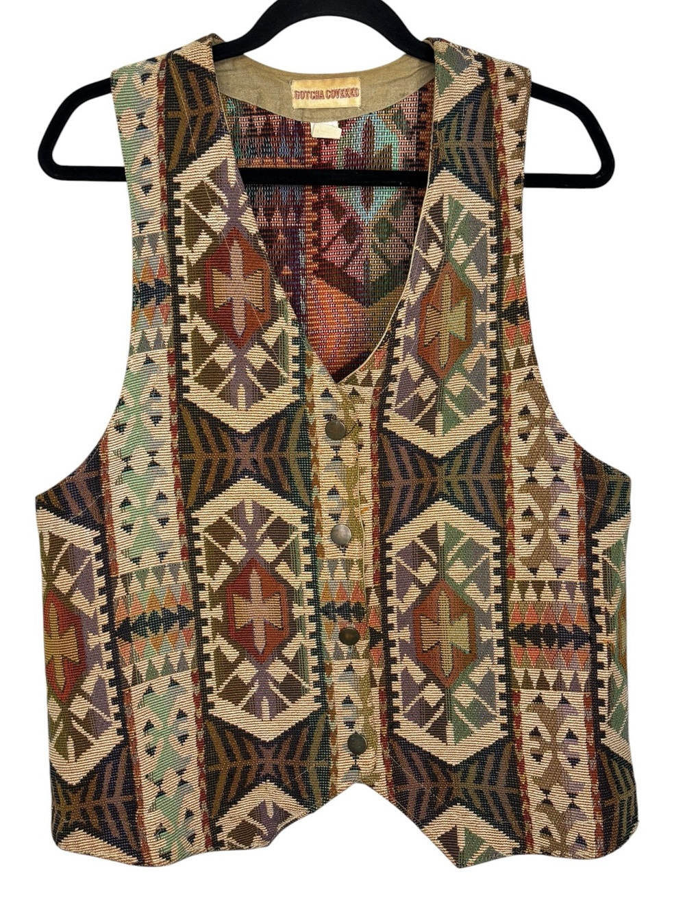 VTG Gotcha Covered Southwestern Tapestry Vest Medium USA Western Rodeo Cowgirl